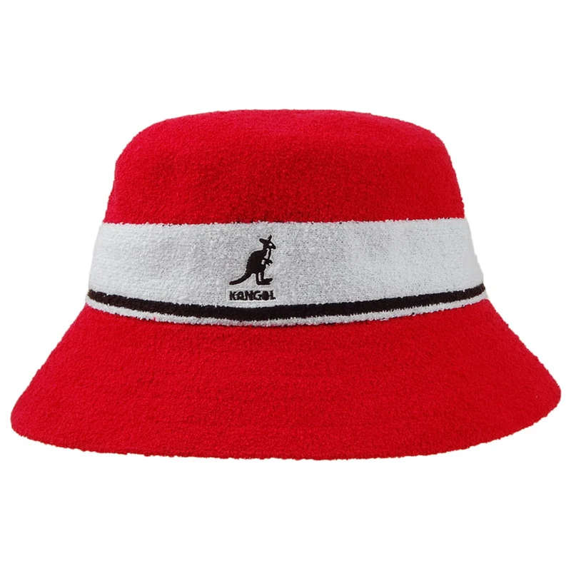 Kangol Bermuda Fischerhut mit Streifen - Scharlachrot