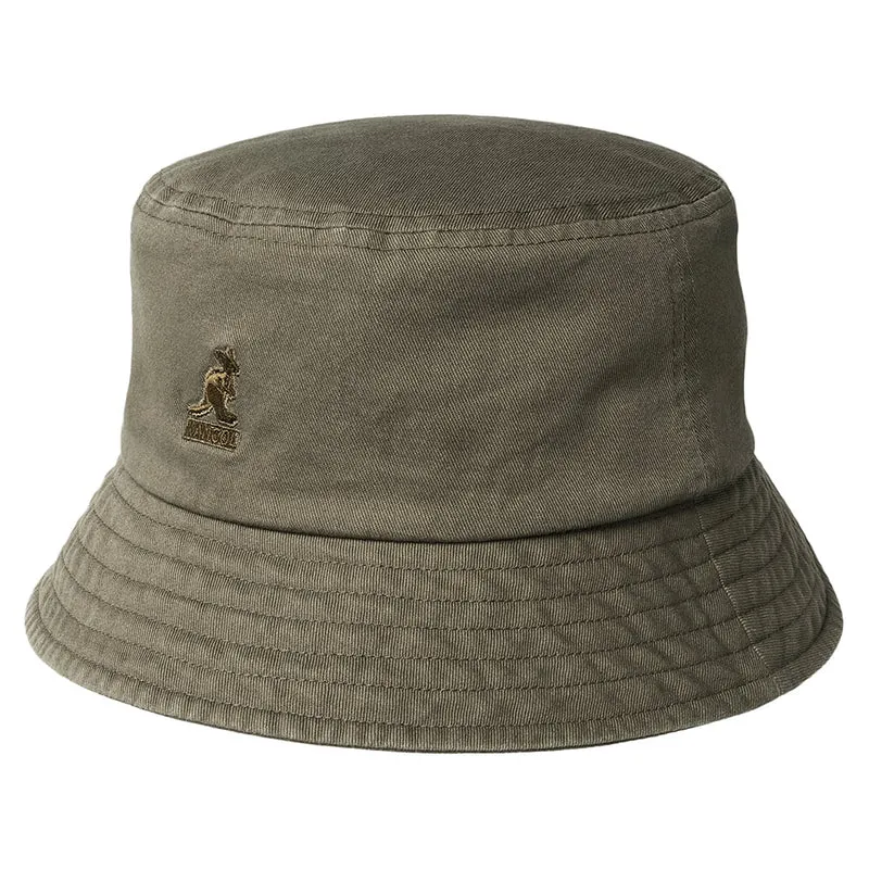 Kangol Fischerhut aus gewaschener Baumwolle - Olivgrün