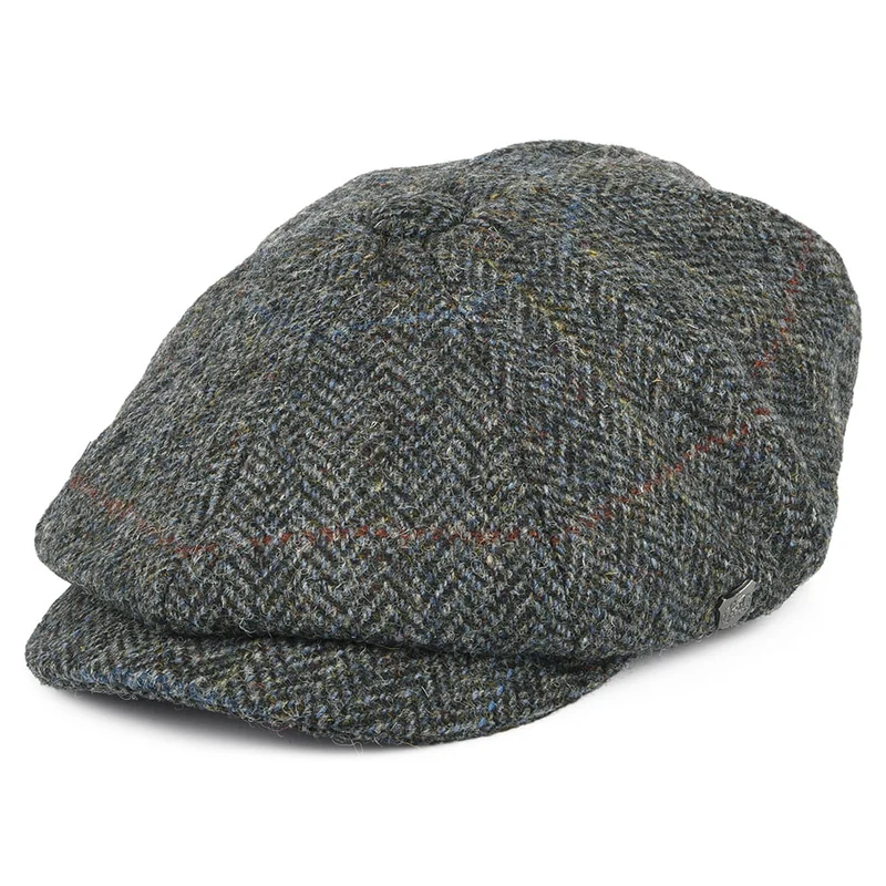 Failsworth Carloway HARRIS TWEED Ballonmütze mit Fischgrätmuster - Grau-Mix