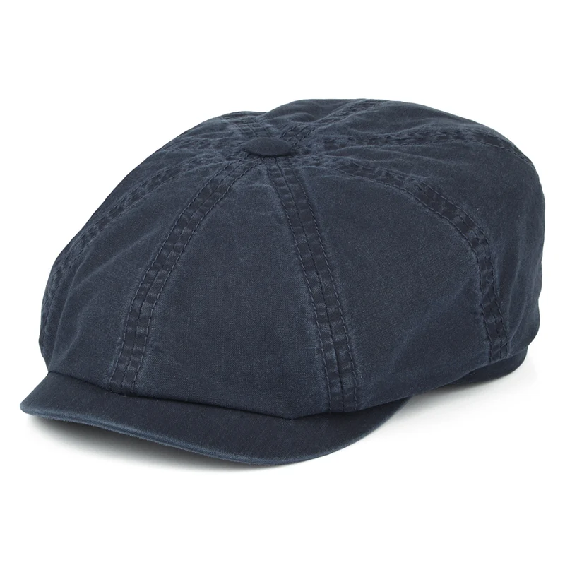 Stetson Hatteras verwaschene Ballonmütze aus Bio Baumwolle-Marineblau
