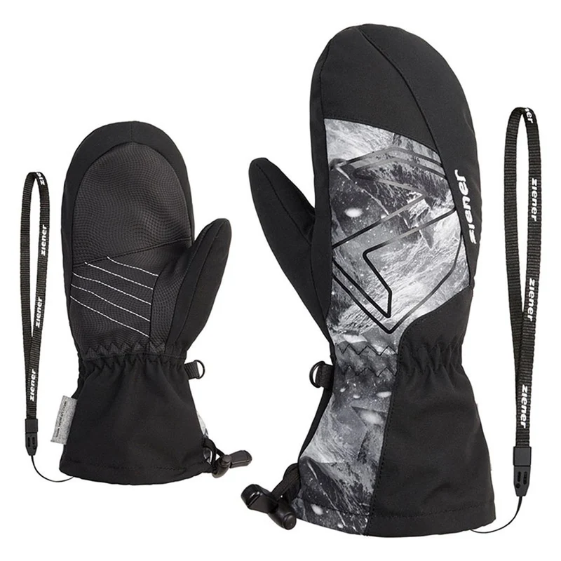 Ziener LAVALINO AS® AW MITTEN GLOVE JUNIOR black grey mountain print