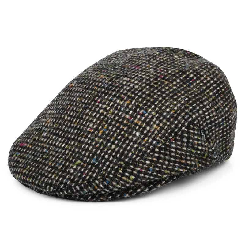 City Sport Donegal Tweed Schiebermütze Gesprenkelte - Schwarz-Hellbraun-Multi