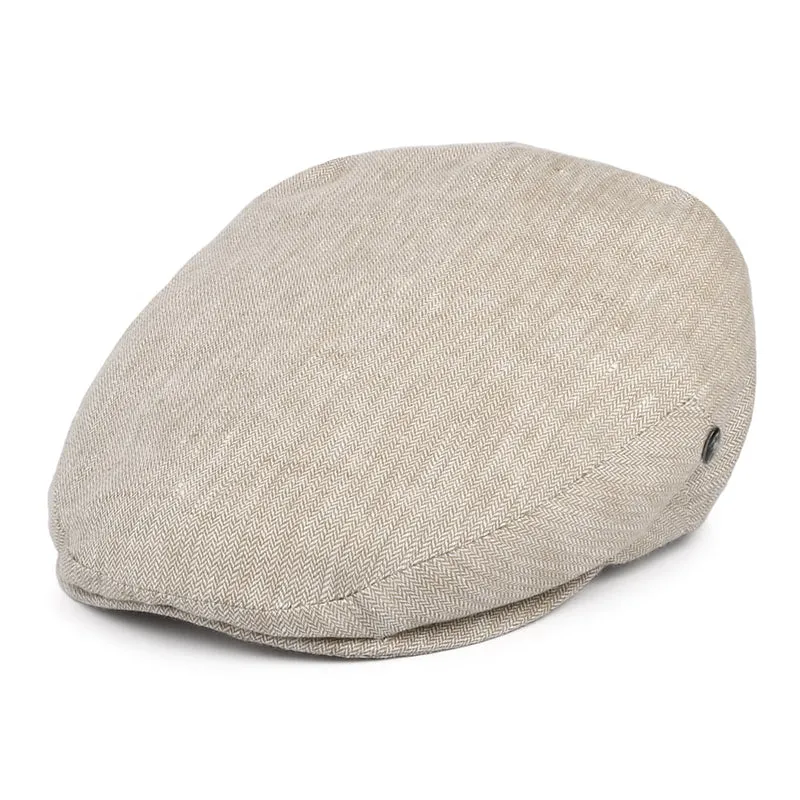 City Sport Schiebermütze Micro-Herringbone aus Leinen - Hellbraun