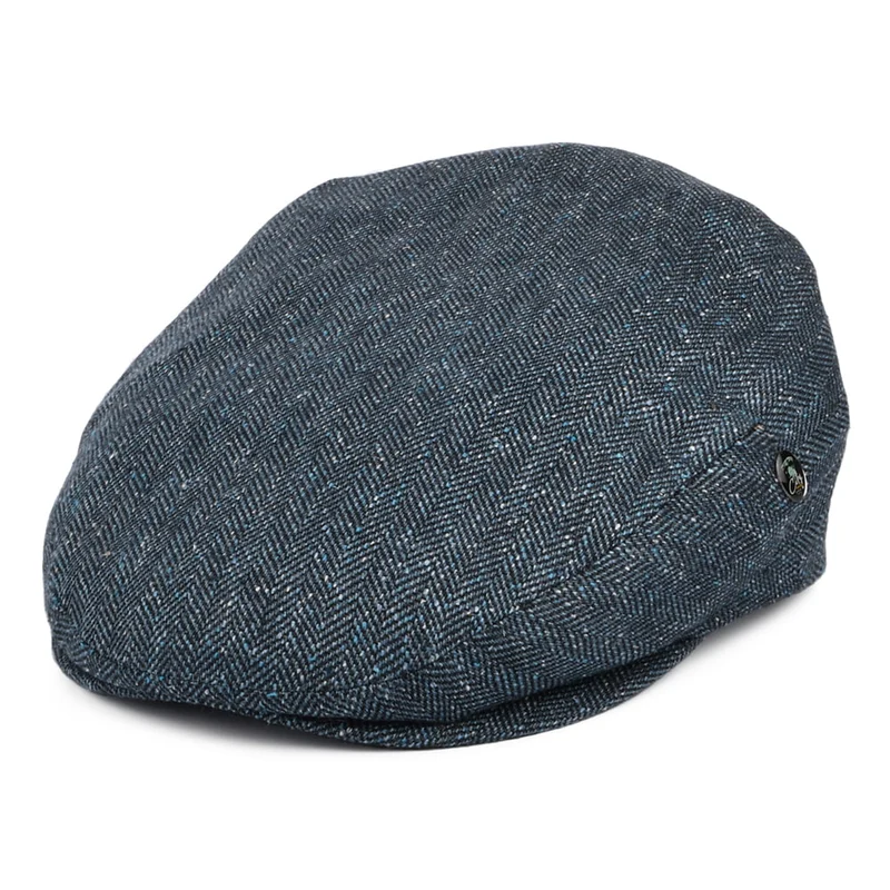 City Sport Schiebermütze Flecked Herringbone aus Seide-Baumwolle - Marineblau