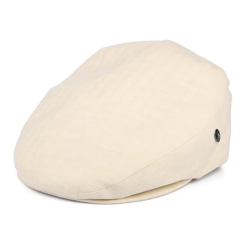City Sport Schiebermütze Micro-Herringbone aus Baumwoll-Leinen - Beige