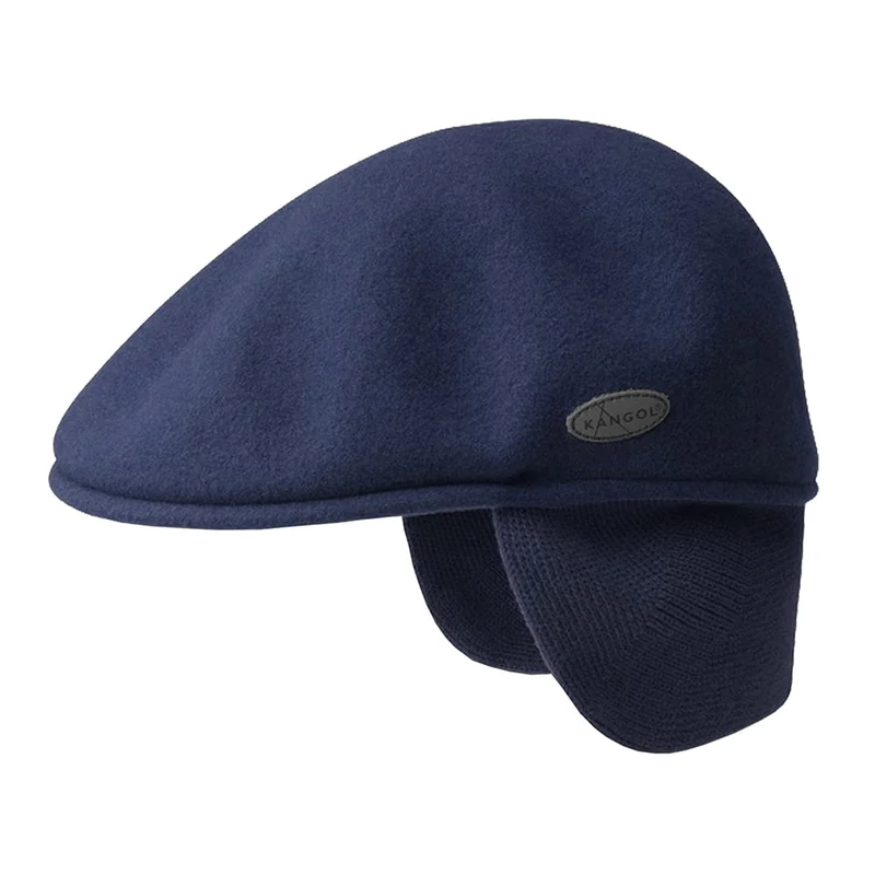 Kangol 504 Earflaps Schiebermütze aus Wolle - Marineblau