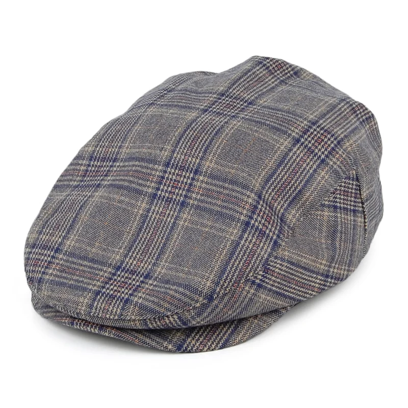 Brixton Hooligan Schiebermütze mit Karomuster - Grau-Blau