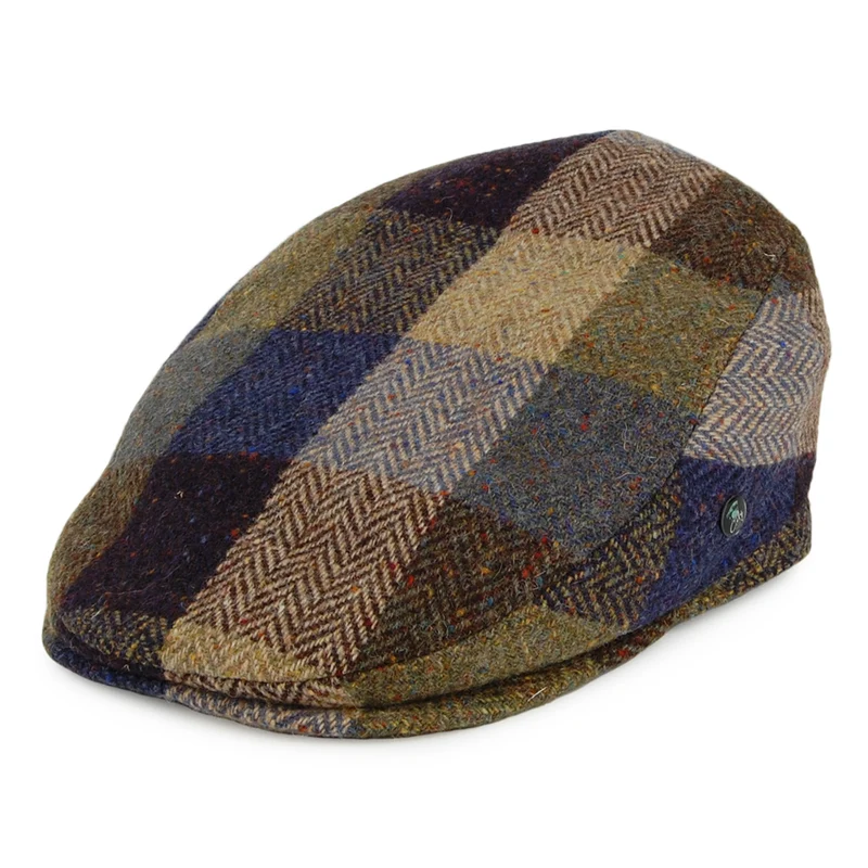City Sport Patch Donegal Tweed Schiebermütze - Blau-Salbeigrün