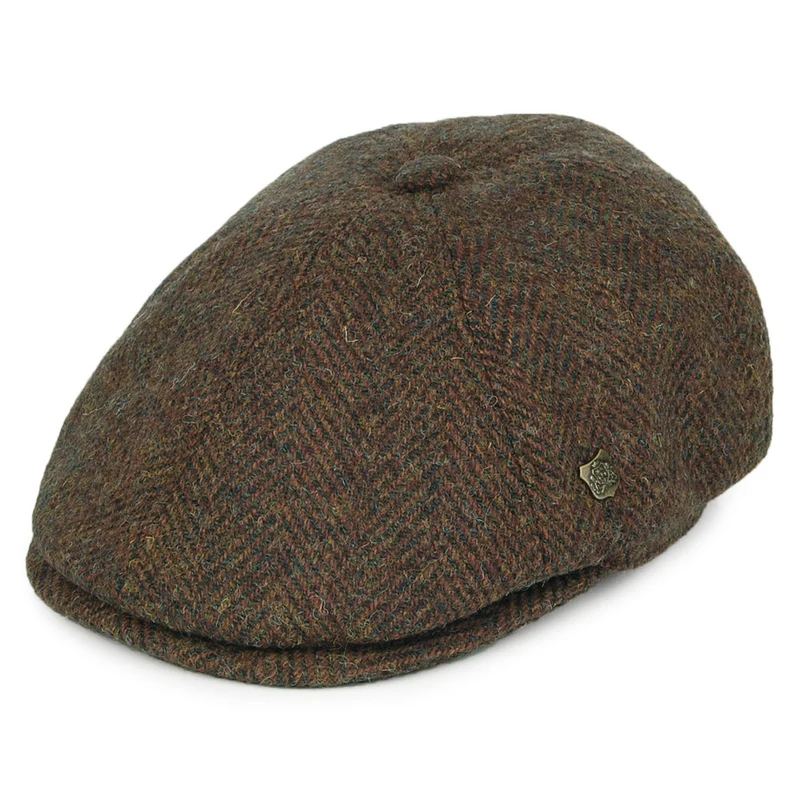 Failsworth Hudson HARRIS TWEED Ballonmütze mit Fischgrätmuster - Braun