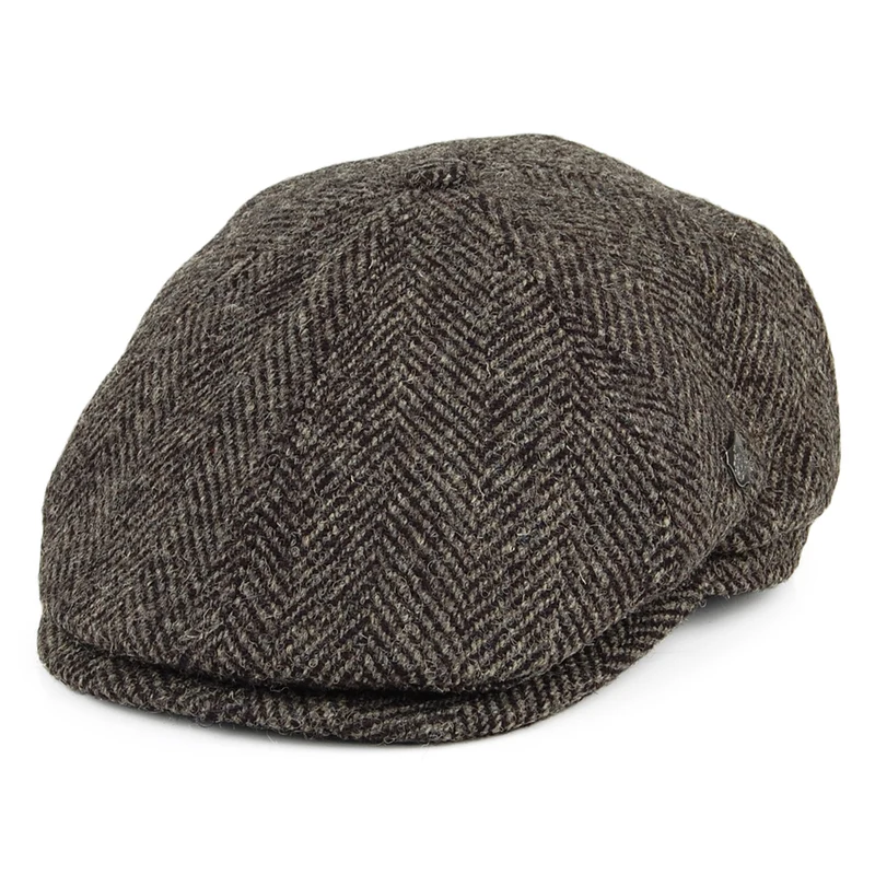 Failsworth Hudson HARRIS TWEED Ballonmütze mit Fischgrätmuster - Grau-Schwarz