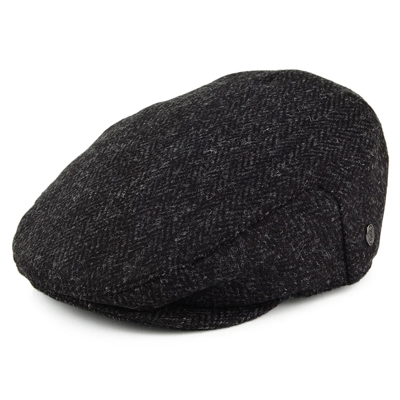 Jaxon & James Dunvegan HARRIS TWEED Schiebermütze mit Fischgrätmuster - Schwarz-Anthrazit