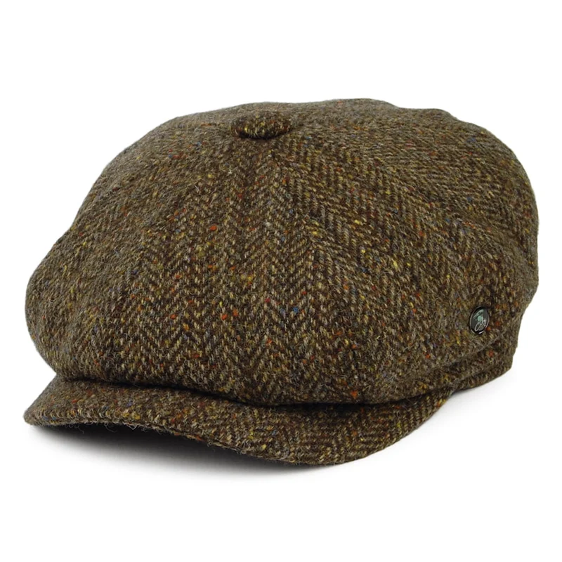 City Sport Shannon Deep Fit Donegal Tweed Ballonmütze - Moosgrün