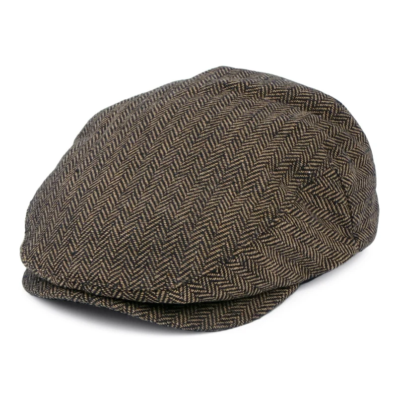 Brixton Hooligan Schiebermütze mit Fischgrätmuster - Braun-Khaki