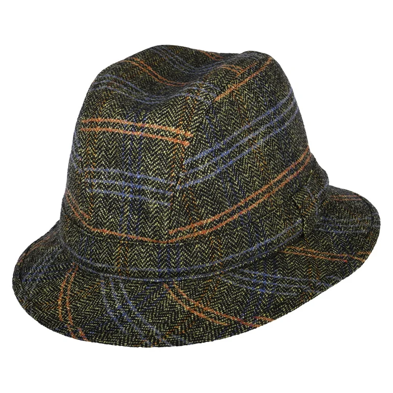 City Sport Trilby Hut Packbarer mit Fischgrätmuster - Hellbraun-Schwarz-Multi