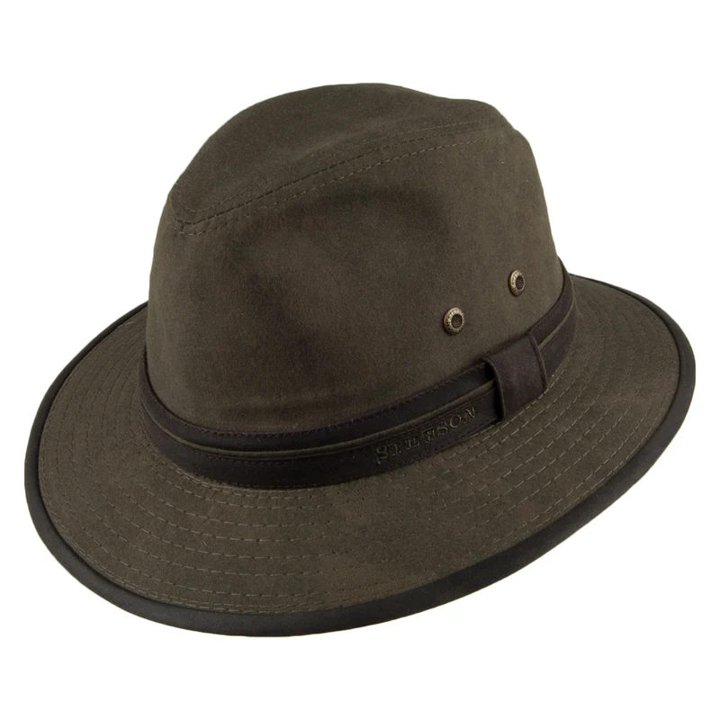 Stetson Safari Fedora aus Baumwolle - Waldgrün