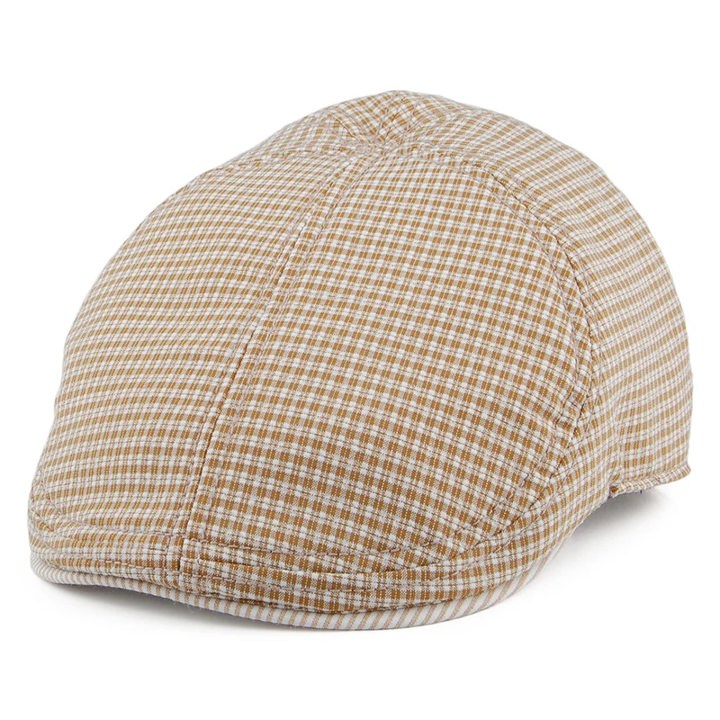 Goorin Fridays Schiebermütze mit Karomuster - Senfgelb