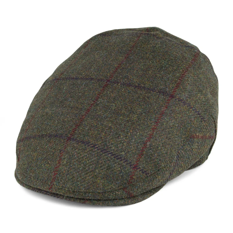 Christys Balmoral Country Tweed Schiebermütze - Oliv