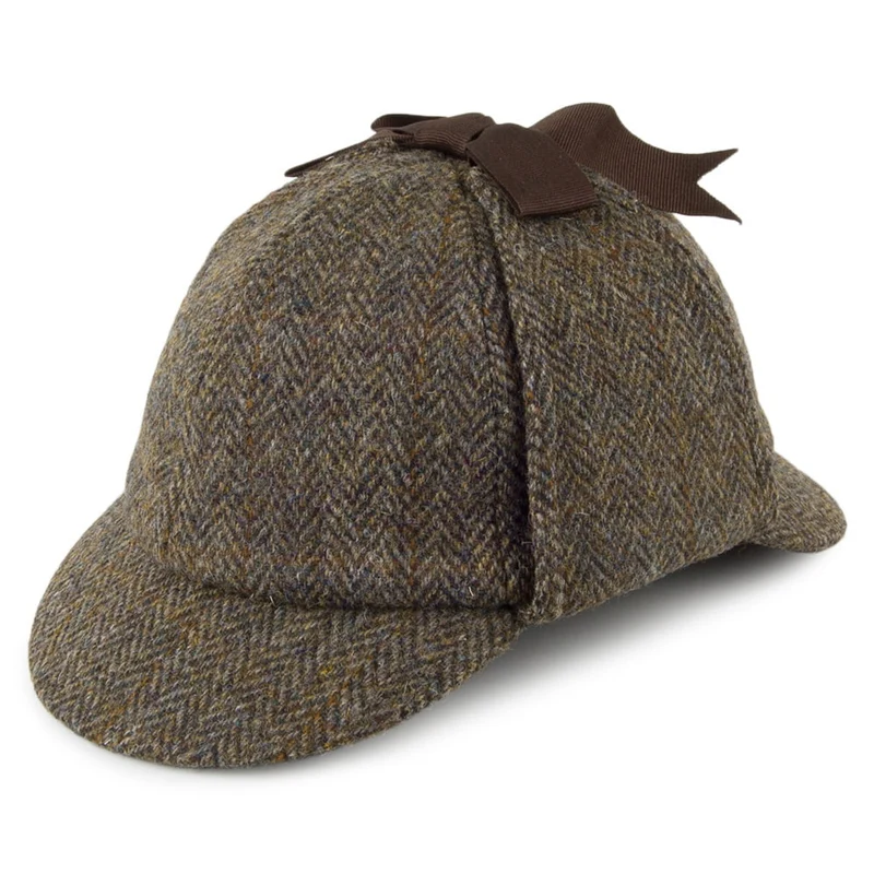 Failsworth Sherlock Holmes Hut aus HARRIS TWEED - Olivgrün-Blau