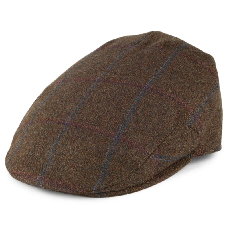 Olney Kinloch Saxony Tweed Schiebermütze - Olivgrün