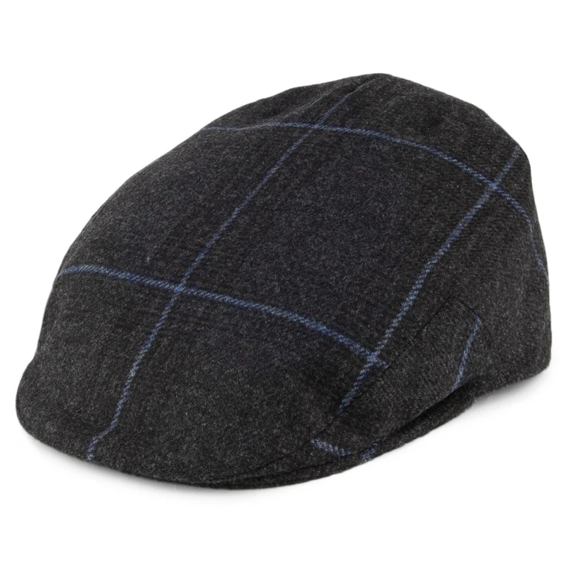 Olney Kinloch Saxony Tweed Schiebermütze - Anthrazit-Blau