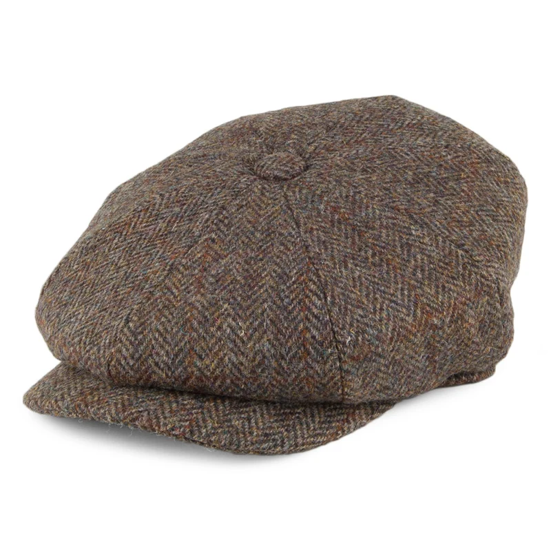 Jaxon & James Northbay HARRIS TWEED Ballonmütze - Olivgrün-Braun