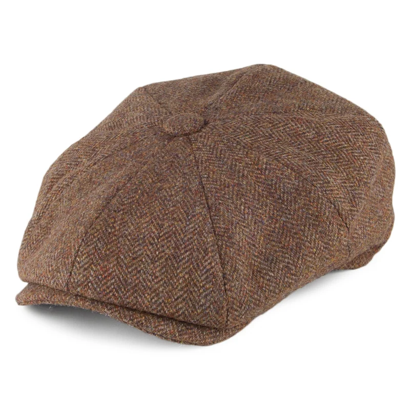 Christys Country Tweed Tweed Ballonmütze mit Fischgrätmuster - Braun