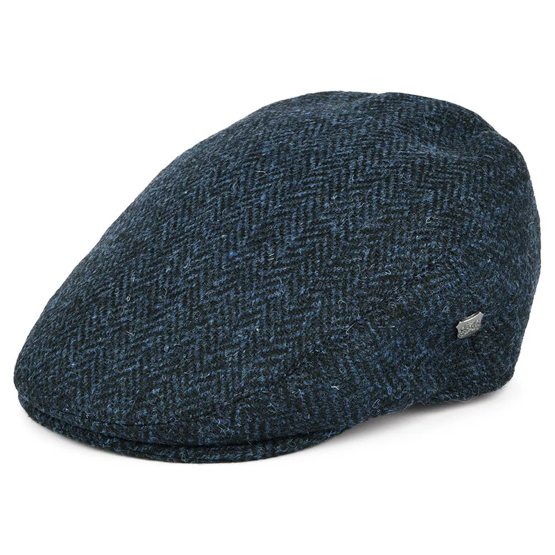 Failsworth Stornoway HARRIS TWEED Schiebermütze mit Fischgrätmuster - Blau