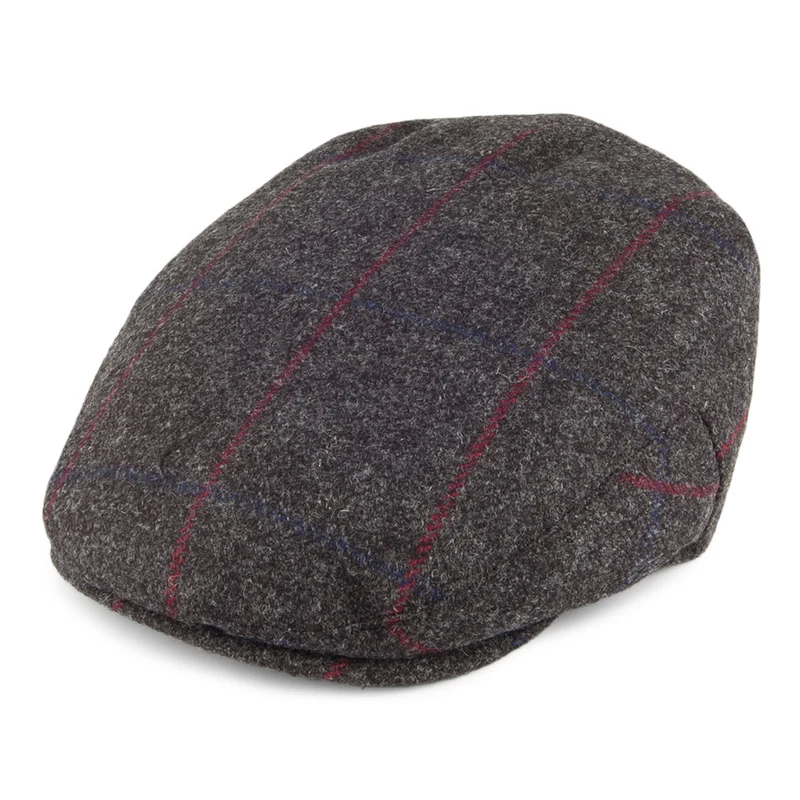 Christys Balmoral Country Tweed Schiebermütze - Anthrazit