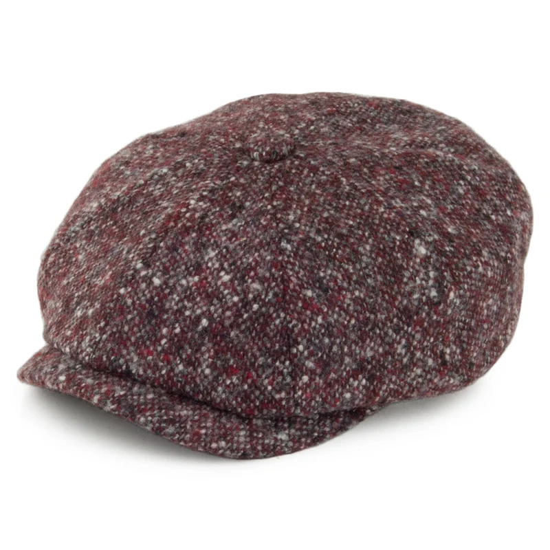 Stetson Donegal Tweed Hatteras Ballonmütze - Weinrot