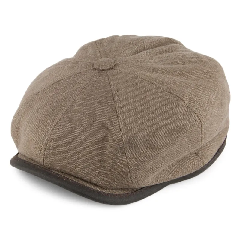 Stetson Winter Seward Canvas Ballonmütze mit Fleece-Futter - Olivgrün