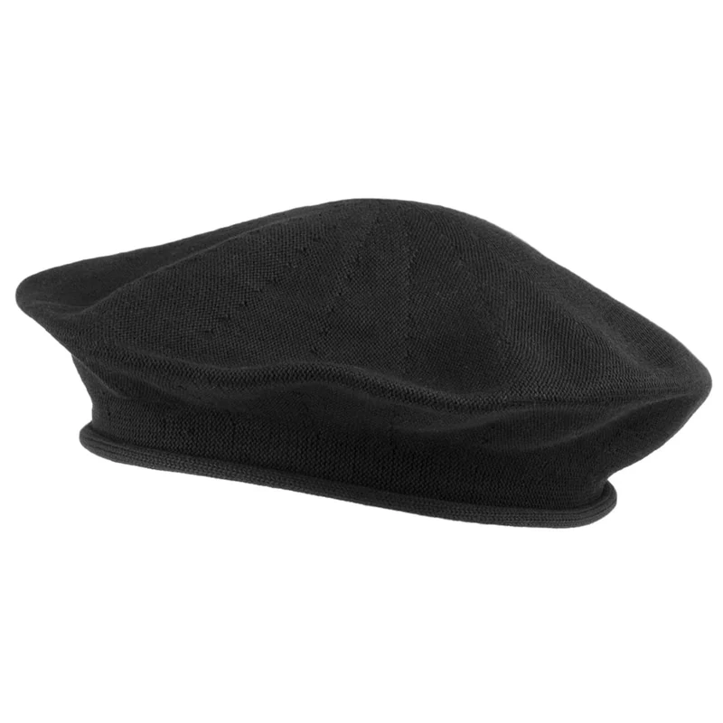 sur la tête 26.5cm Baskenmütze aus Baumwolle - Schwarz