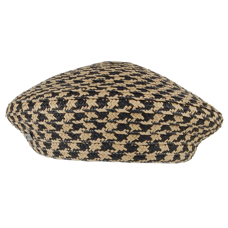 Betmar Christine Sommer Baskenmütze Houndstooth - Schwarz-Natur