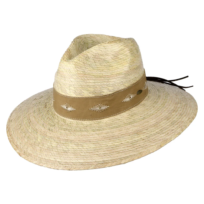 Scala Bianca Safari Fedora Hut aus Palmenstroh - Natur