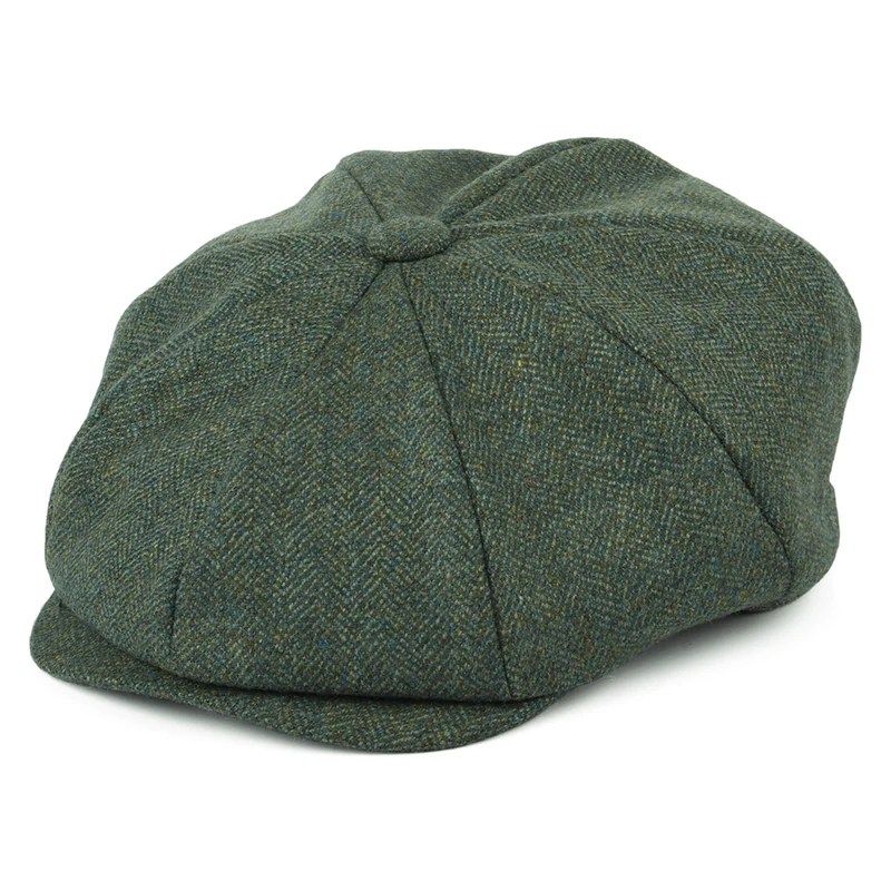 Christys 8-teilige Lovat Teviot Tweed Ballonmütze - Waldgrün