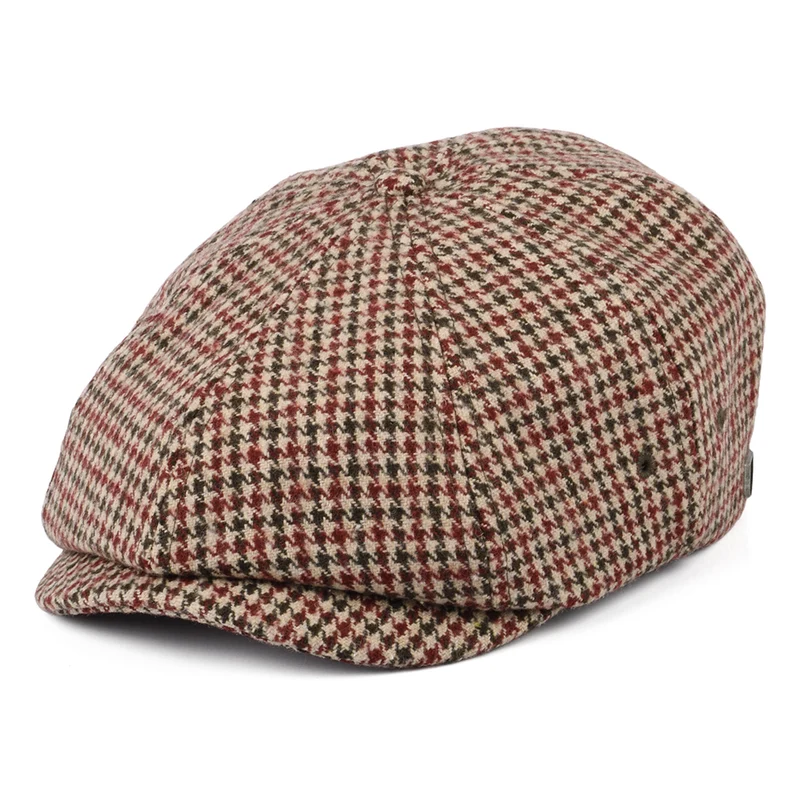 Brixton Brood II Leichtgewicht Ballonmütze Houndstooth - Preiselbeerenrot-Kamel