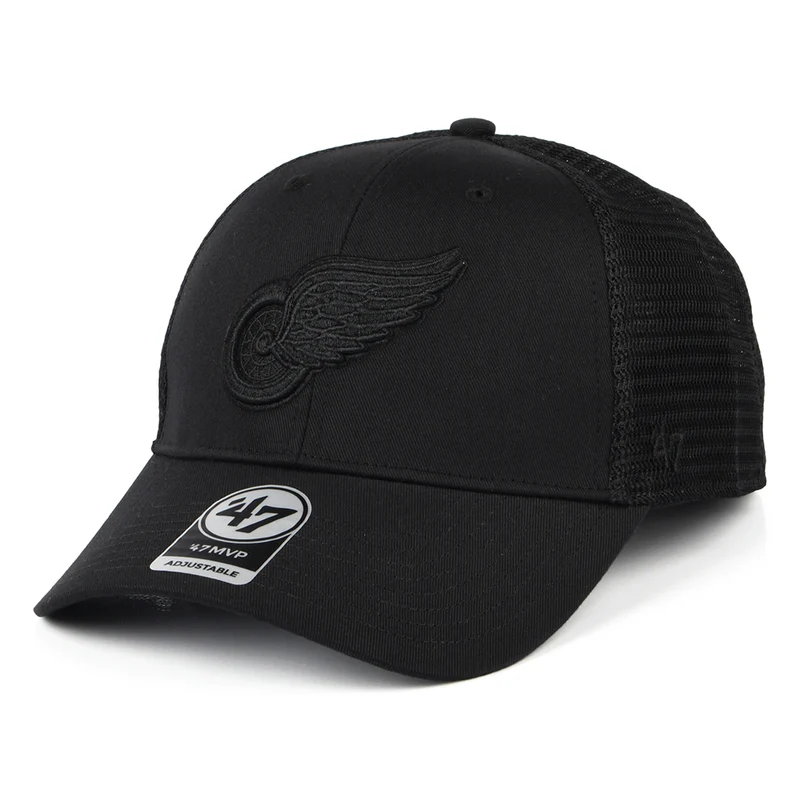 47 Brand Detroit Red Wings Trucker Cap - NHL Branson MVP - Schwarz auf Schwarz