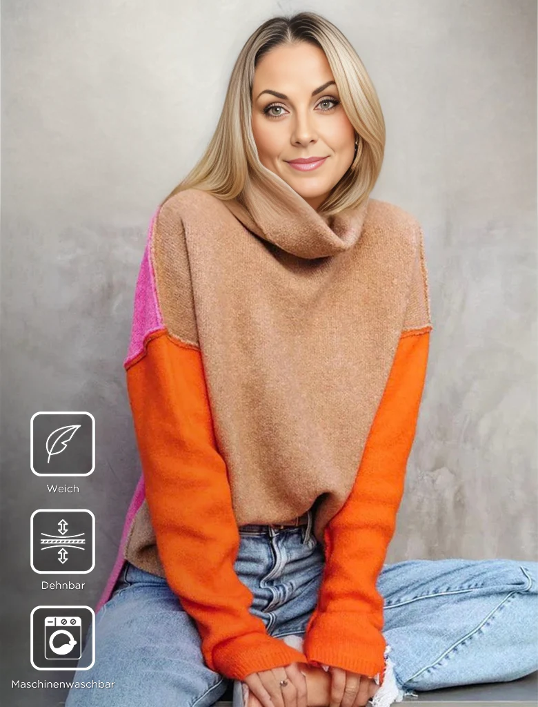 Eindrucksvoller Color Block Strickpullover - Herbstzauber