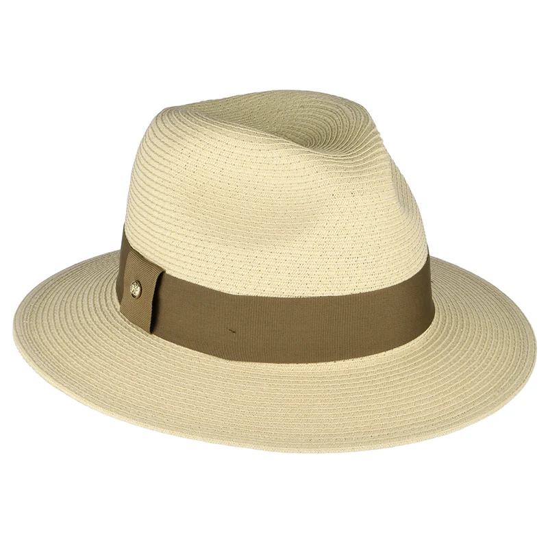Failsworth Sienna Fedora Hut aus Toyo Stroh - Natur-Braun