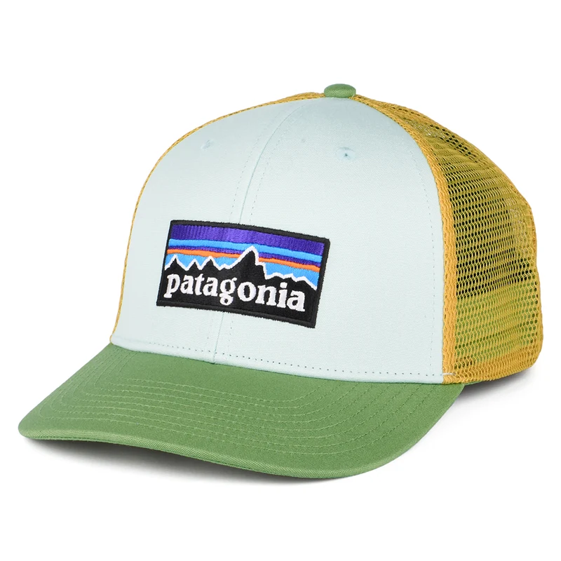 Patagonia P-6 Logo Trucker Cap aus organischer Baumwolle - Minzgrün-Grün-Senfgelb