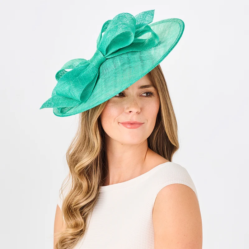 Failsworth Caroline Big Bow Scheiben Fascinator - Meergrün