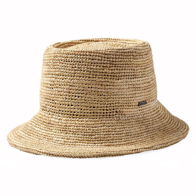 Brixton Ellee Knautschbarer Fischerhut Gehäkelt aus Raffia Stroh - Hellbraun