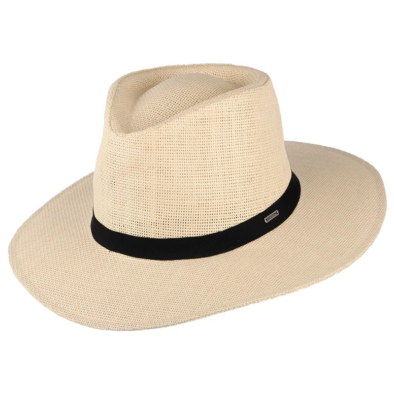 Brixton Carolina Knautschbarer Fedora Hut aus Toyo Stroh - Natur