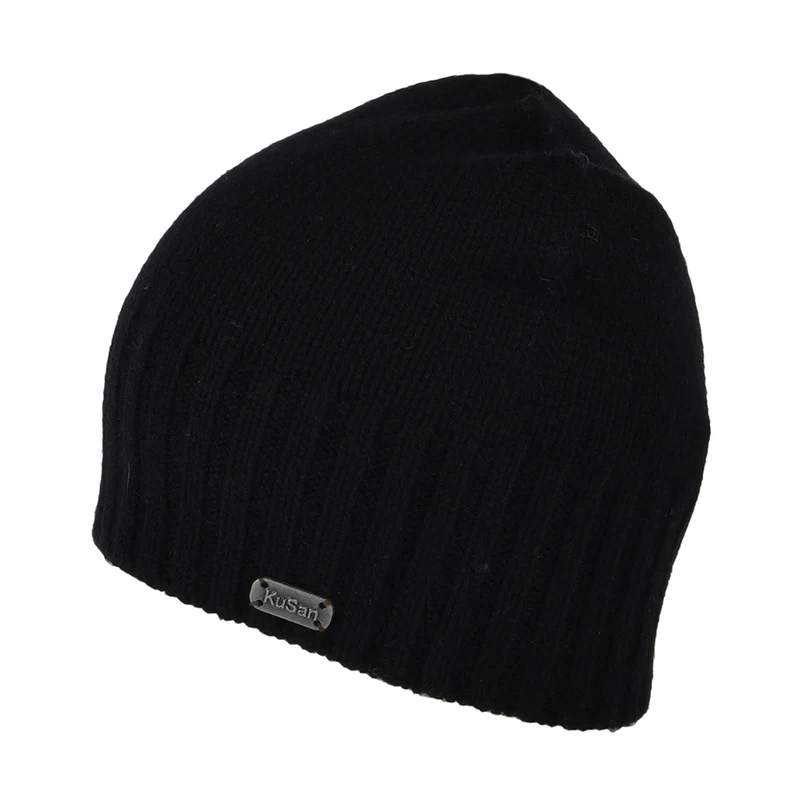 Kusan Beanie Mütze aus Wolle-Kaschmir - Schwarz