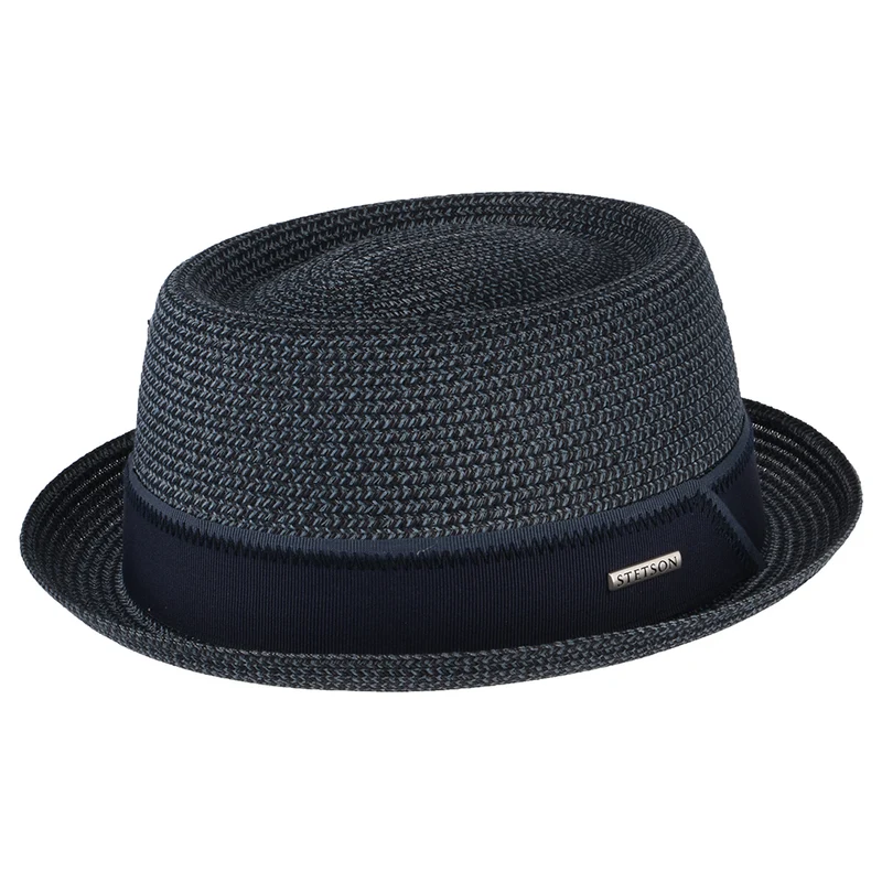 Stetson Pork Pie Hut aus Toyo Stroh - Blau