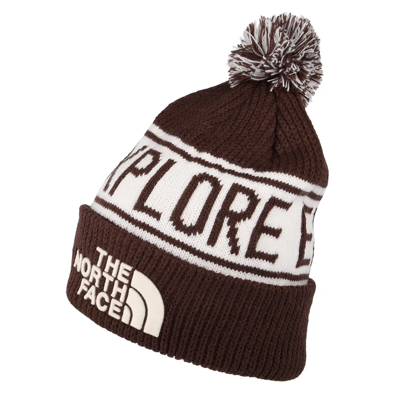 The North Face Retro TNF Pom Bommelmütze - Braun-Cremeweiß