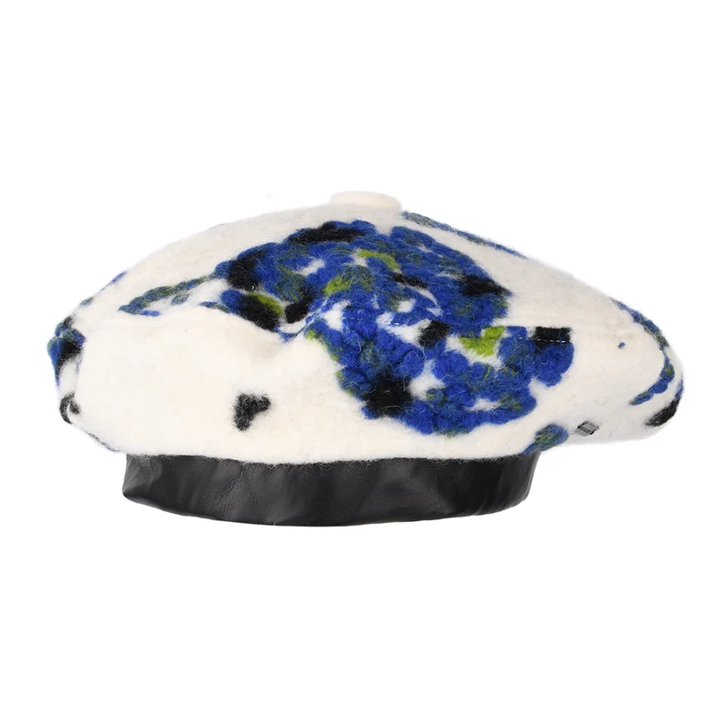 Kangol Wollige Baskenmütze Floral - Creme
