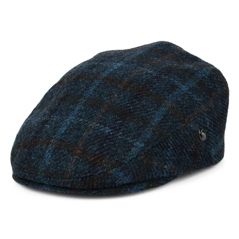 City Sport HARRIS TWEED Schiebermütze mit Fensterscheibenmuster - Petrol-Blau-Multi
