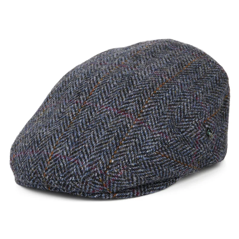 City Sport HARRIS TWEED Schiebermütze mit Fischgrätmuster - Marineblau-Blau