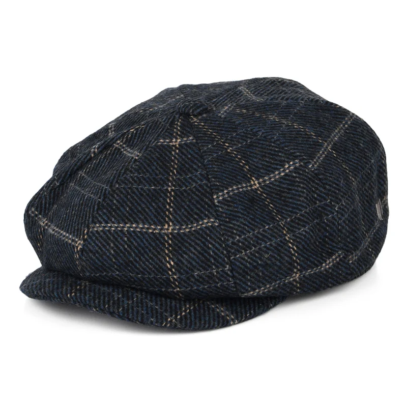 Brixton Brood II Baggy Ballonmütze mit Fensterscheibenmuster - Marineblau-Schwarz-Cremeweiß