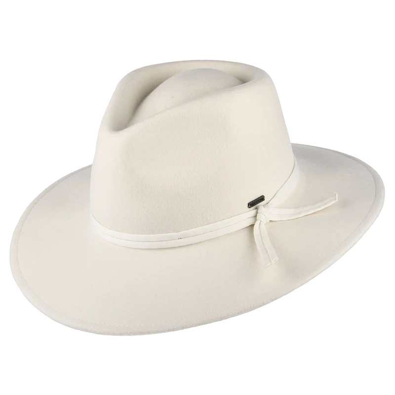 Brixton Joanna Knautschbarer Fedora Hut aus Wollfilz - Cremeweiß